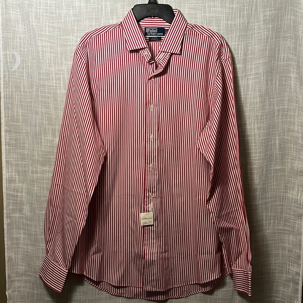 Polo Ralp Lauren Size 17/XL Striped Red white Long sleeves